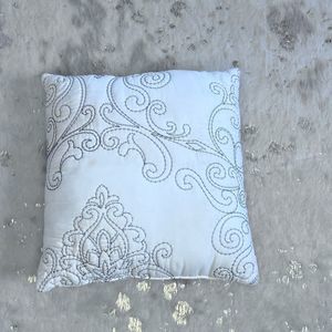 Off-white Embroidered Throw Pillow 15 x 15 x 4